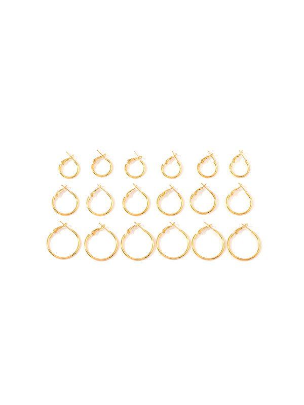 

9Pairs Brief Circle Hoop Earrings Set, Gold