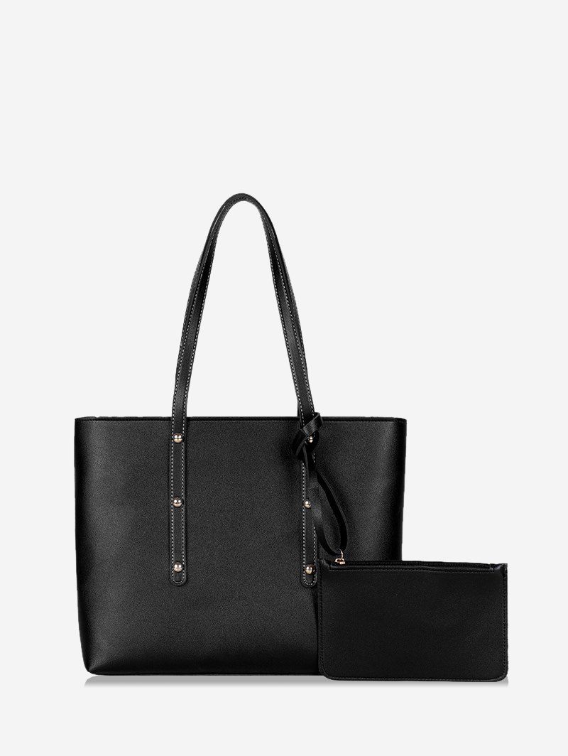 

Minimalist 2 Piece Leather Large Capacity Shoulder Bag Set, Black