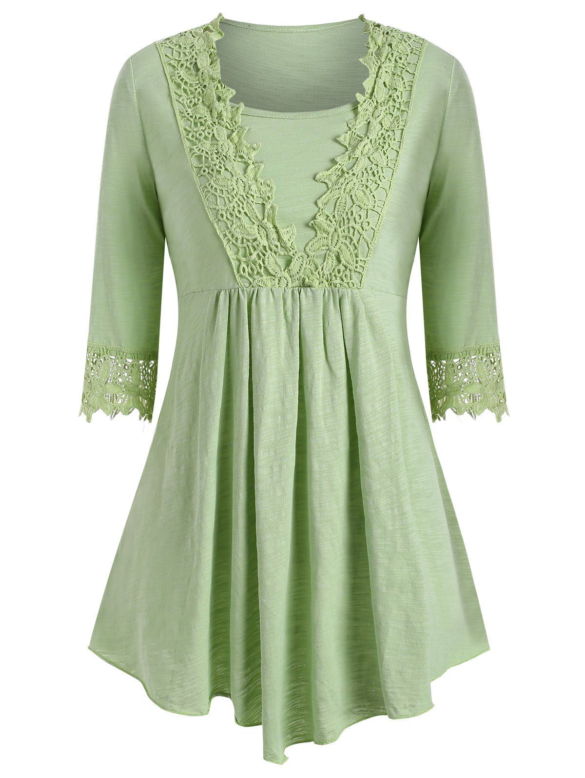 

Applique Panel Tie Asymmetrical Hem Tee, Pistachio green