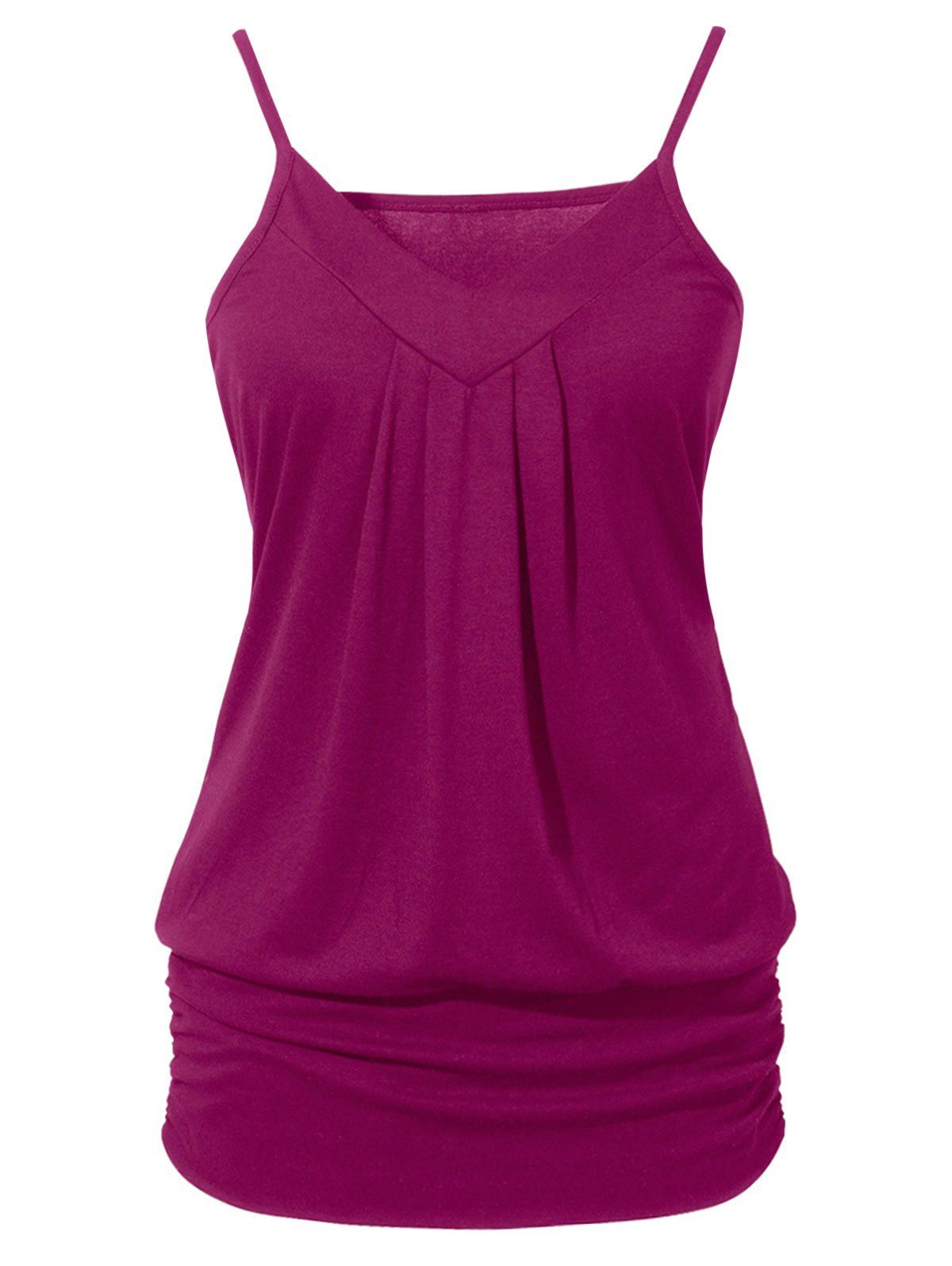 

Solid Color Casual Spaghetti Strap Top, Dark carnation pink