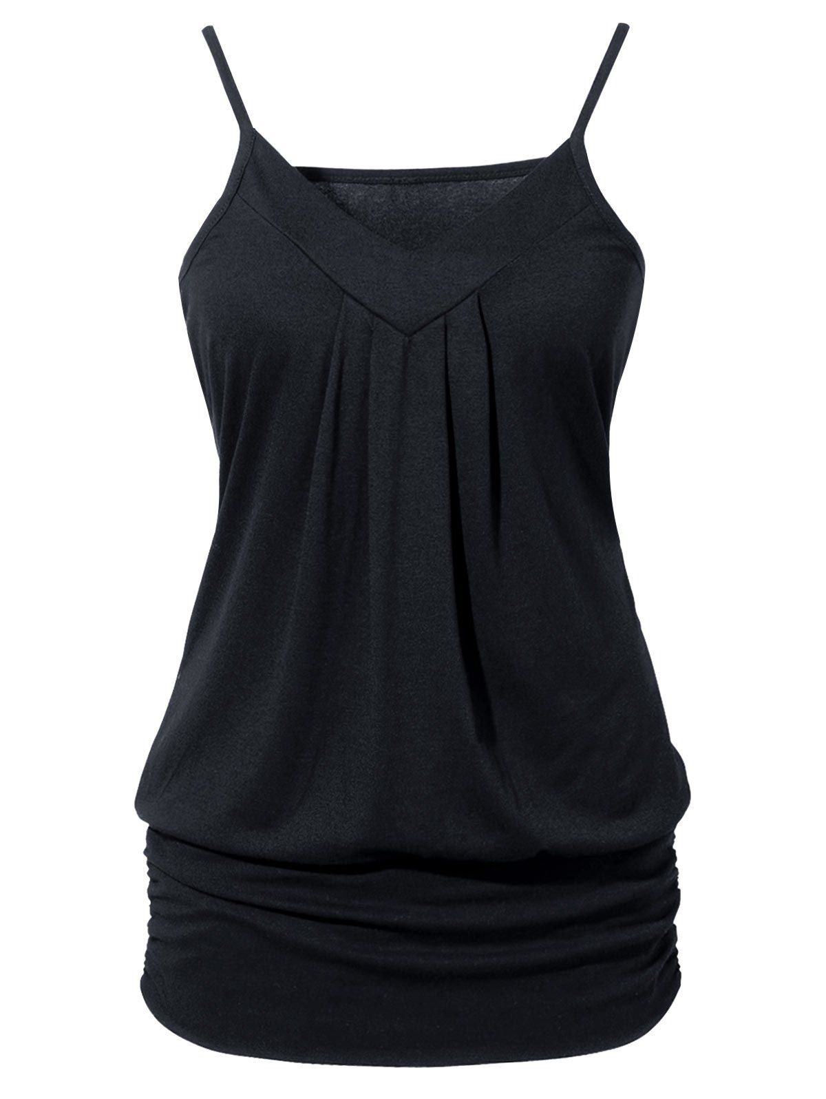 

Solid Color Casual Spaghetti Strap Top, Black