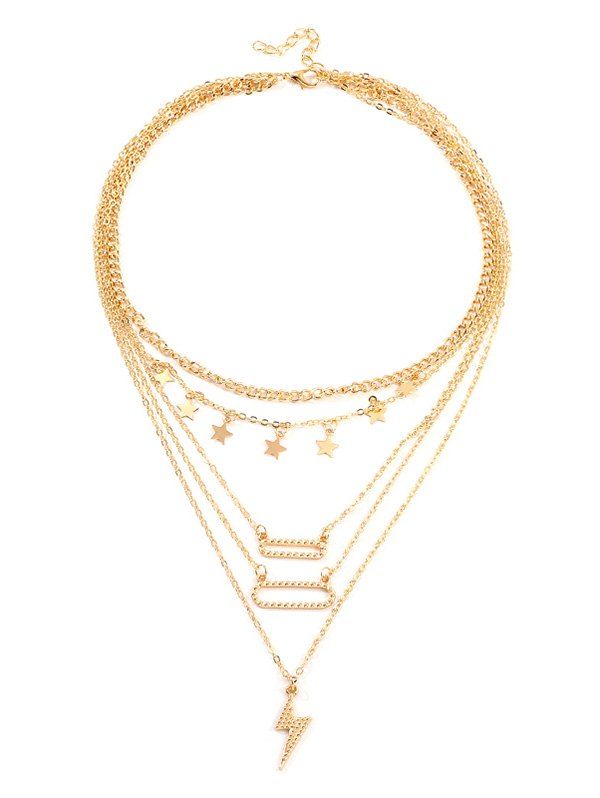 

Lightning Star Multilayered Chain Necklace, Gold