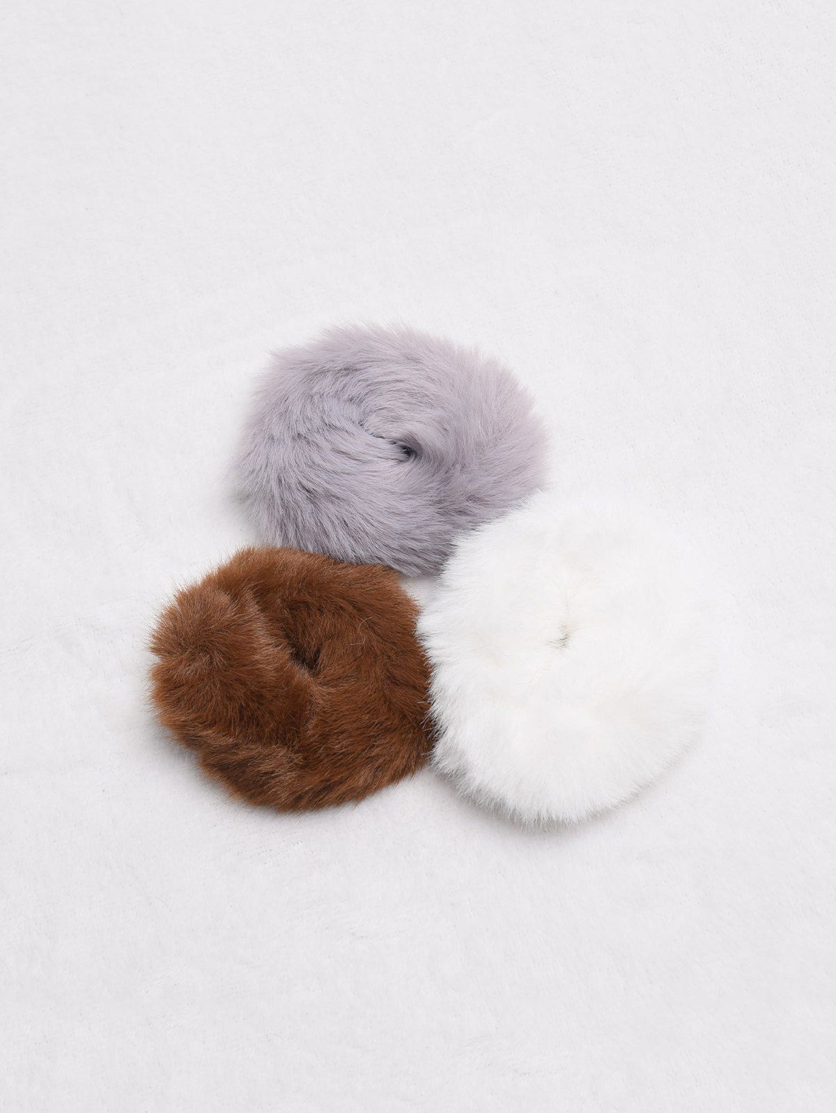 

3 Pcs Faux Fur Elastic Scrunchies Set, Multi-a