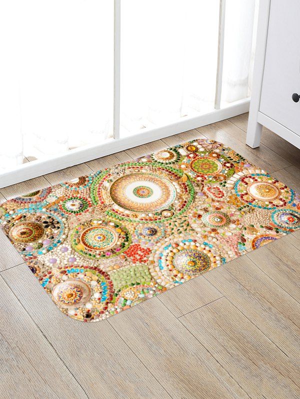 

Colorful Stones Bohemian Pattern Water Absorption Area Rug, Goldenrod
