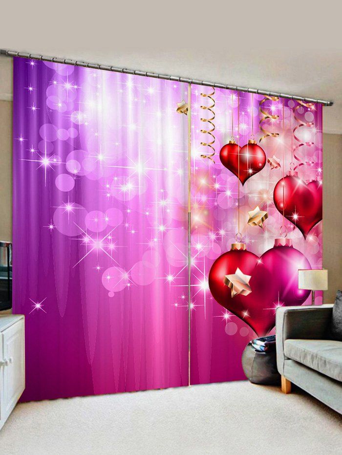 

Valentine Day Love Heart Print Window Curtains, Dimorphotheca magenta