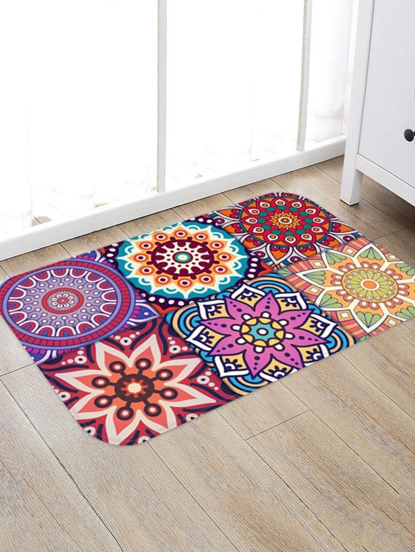 

Bohemia Geometric Floral Printing Floor Rug, Multi-e