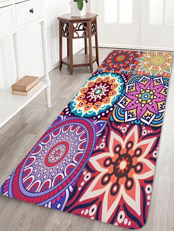 

Bohemia Geometric Floral Printing Floor Rug, Multi-e