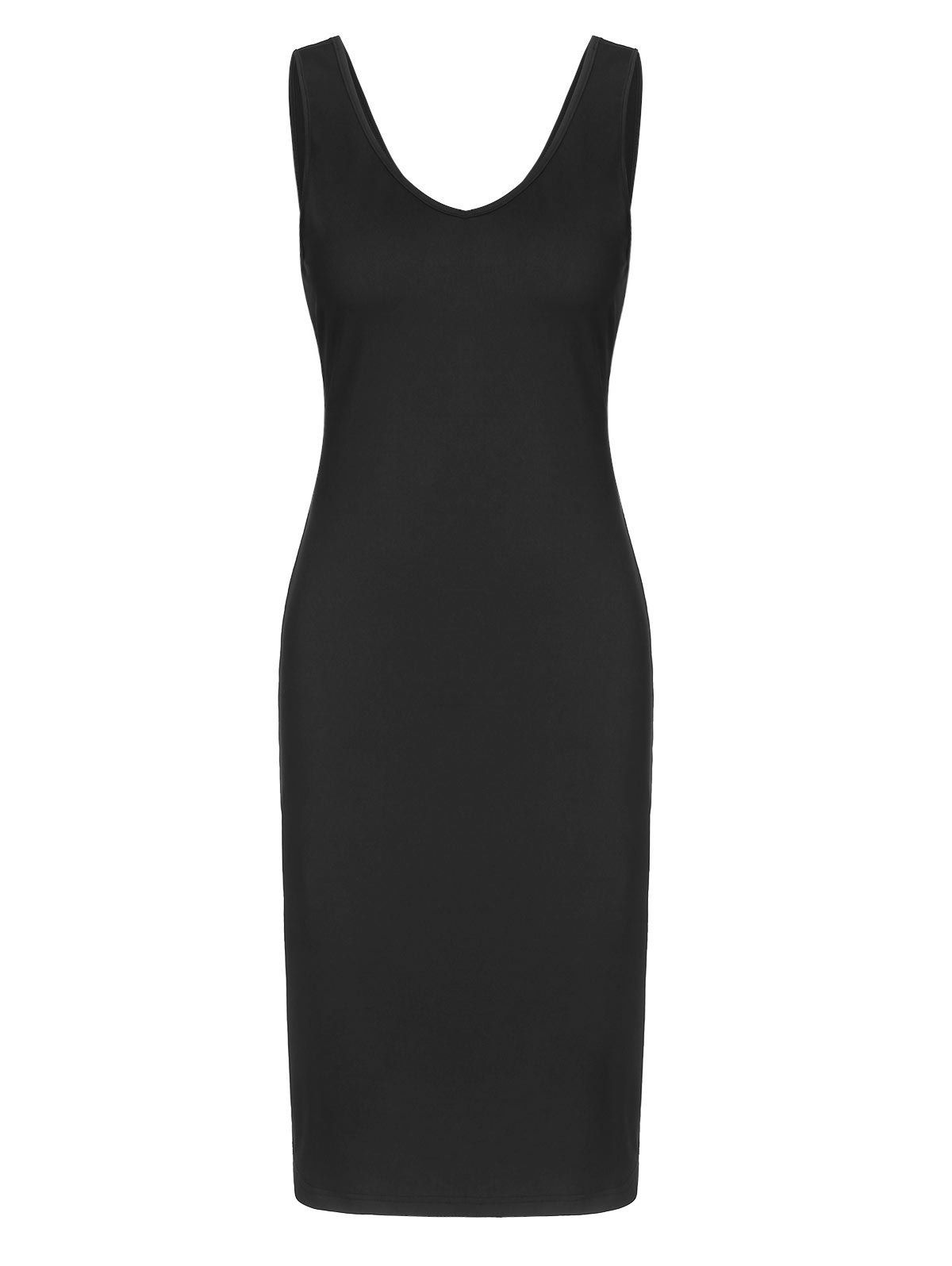 

Cut Out Crossover Sleeveless Sheath Dress, Black