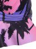 Halter Coconut Palm Ruched Push Up Bikini Swimsuit -  