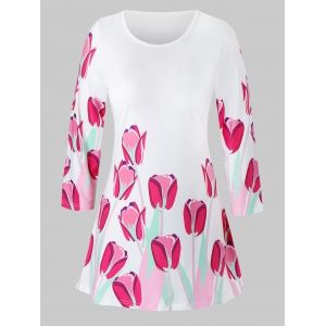 

Plus Size Floral Printed T-Shirt, White