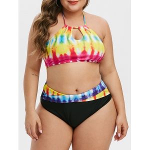 

Plus Size Tie Dye Cut Out Bikini Swimsuit, Multi