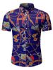 Chain Print Button Up Short Sleeve Hawaii Shirt -  