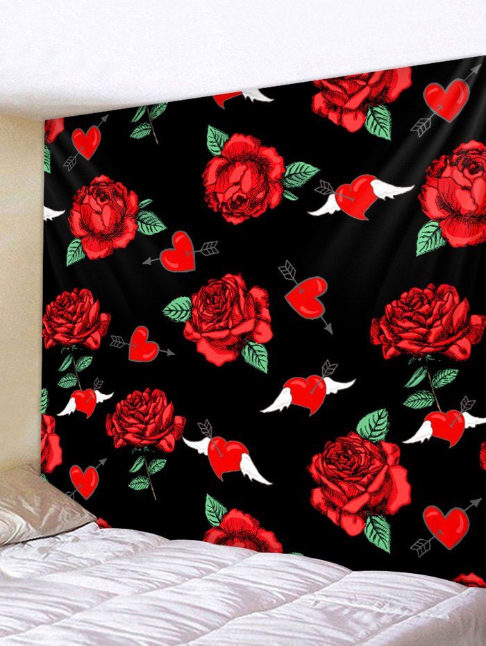 

Wing Rose Flower Pattern Wall Hanging Tapestry, Multi