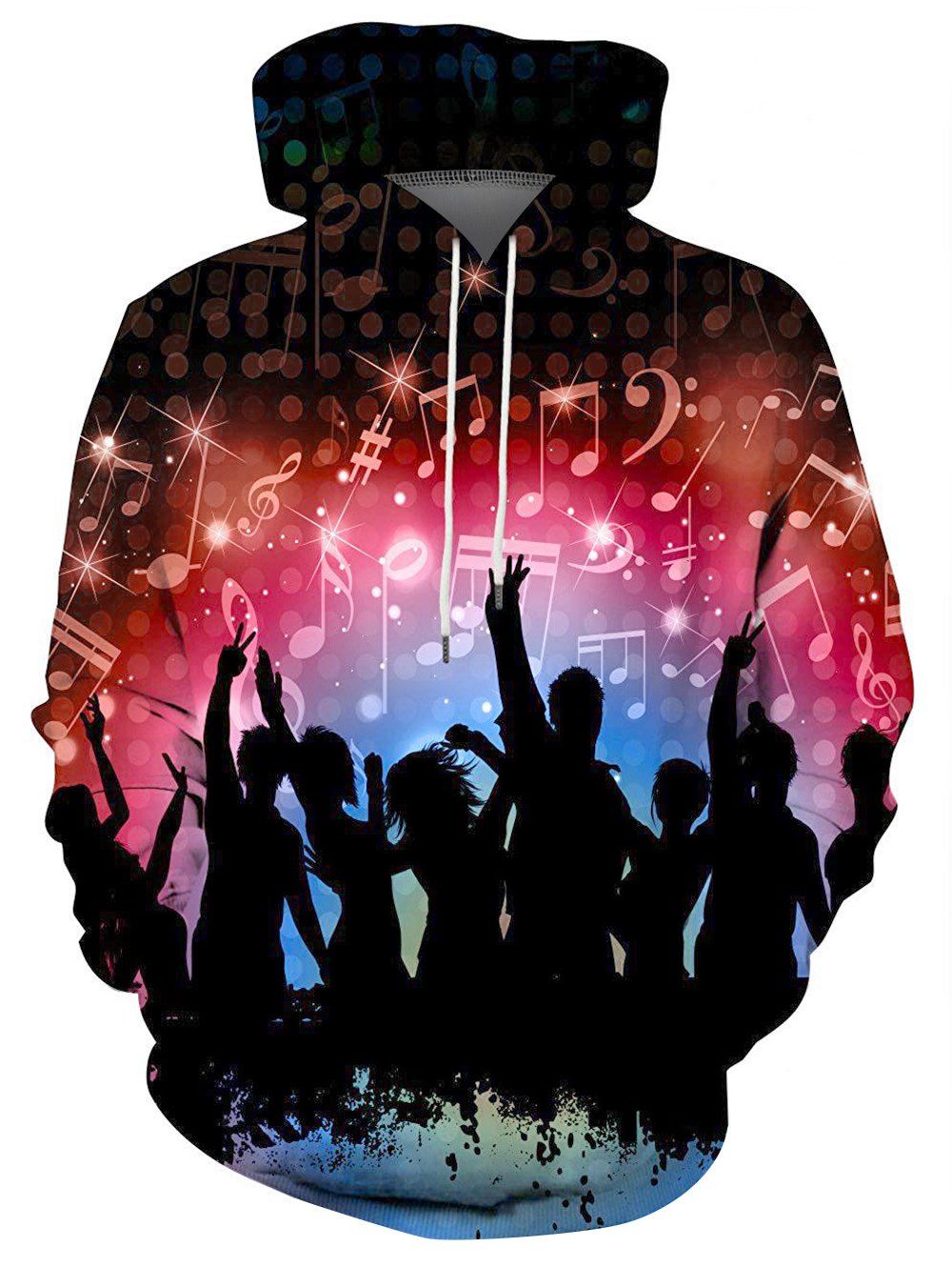 

Rocking People Graphic Front Pocket Casual Hoodie, Multi