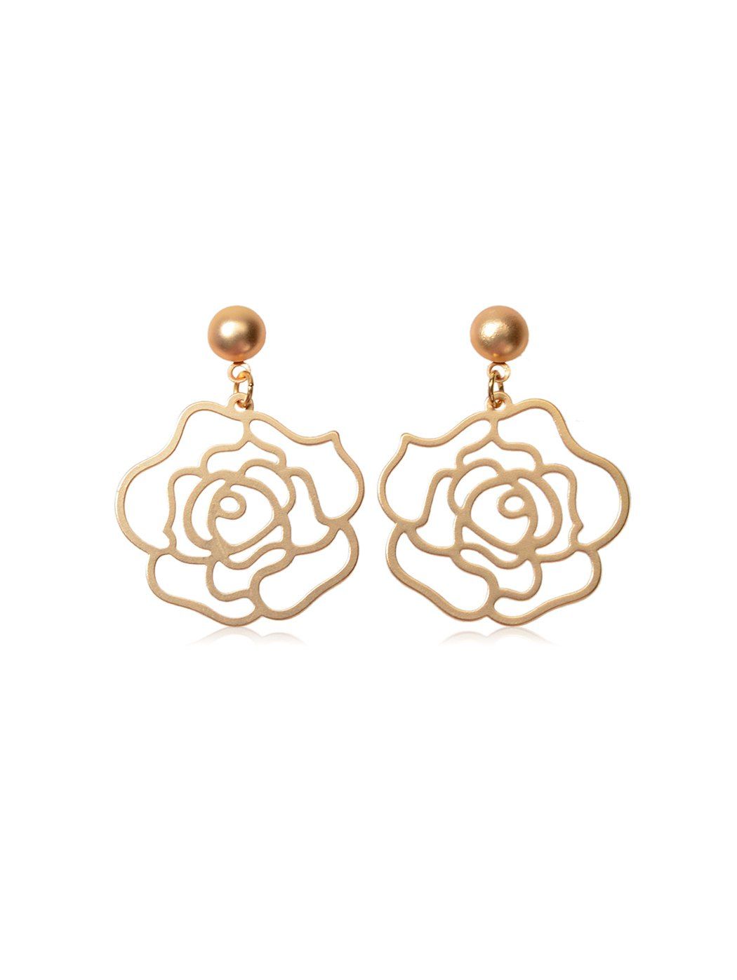 

Alloy Rose Flower Drop Earrings, Gold
