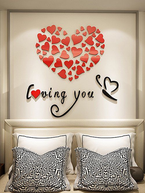 

Valentine Love Heart Letter Acrylic Wall Stickers, Red
