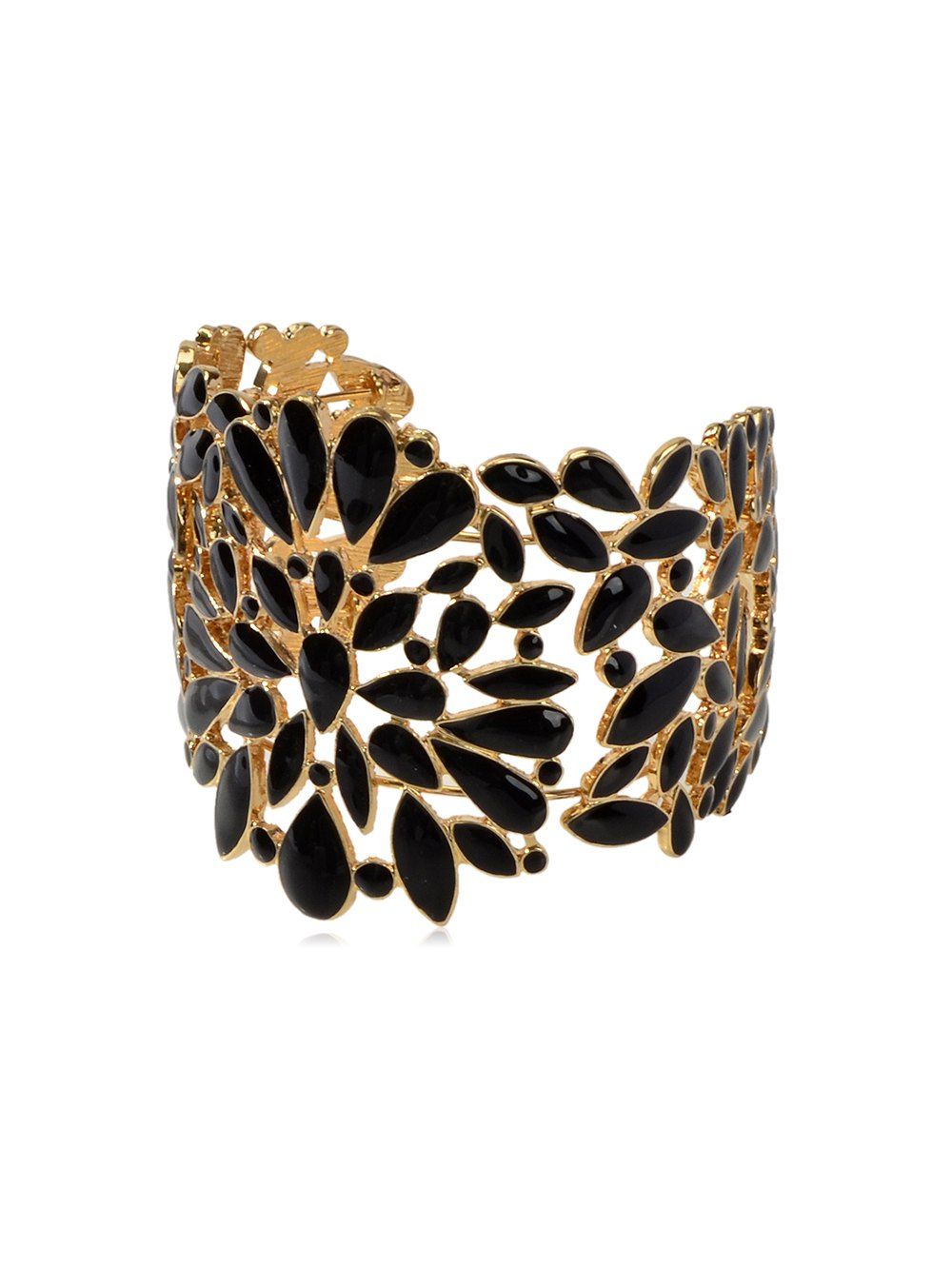 

Alloy Water Drop Hollow Out Cuff Bracelet, Black