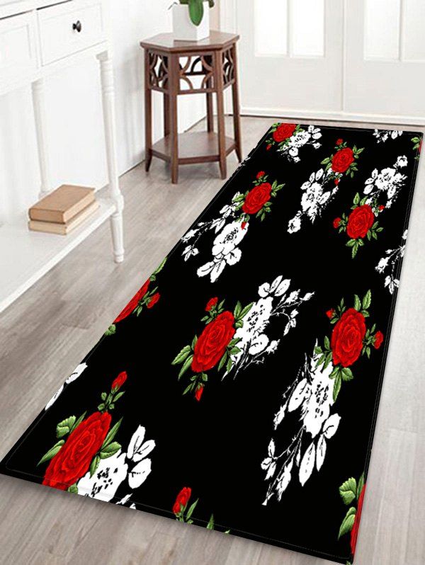 

Valentine Flower Pattern Water Absorption Area Rug, Multi