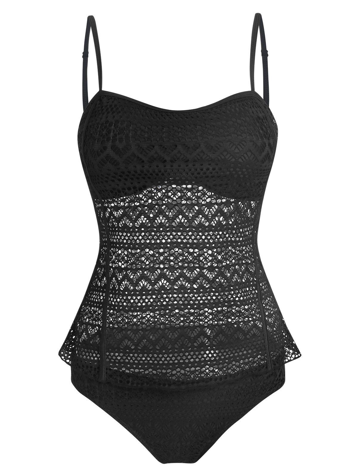 black lace tankini top