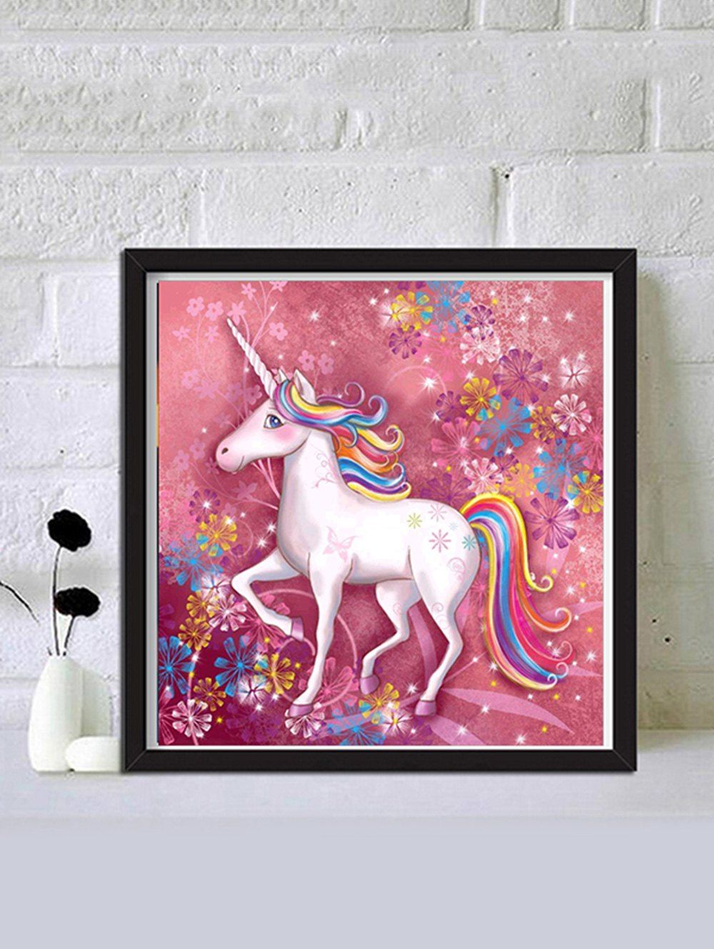 

Unicorn and Flowers Print Unframed DIY Rhinestone Painting, Rose