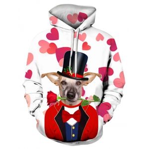 

Heart Animal Print Pocket Hoodie, White
