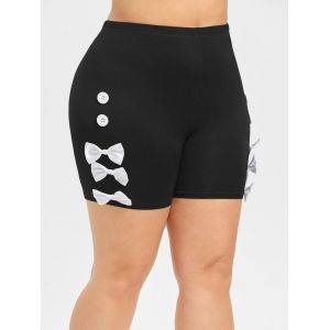

Plus Size High Rise Bowknot Short Leggings, Black
