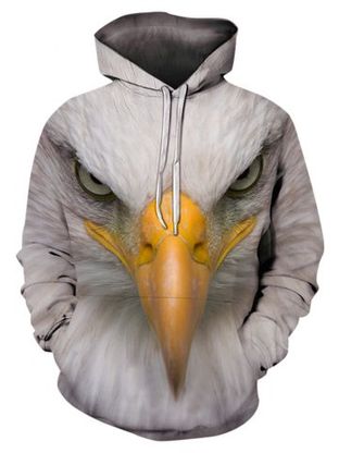 Eagle Pattern Casual Pouch Pocket Hoodie