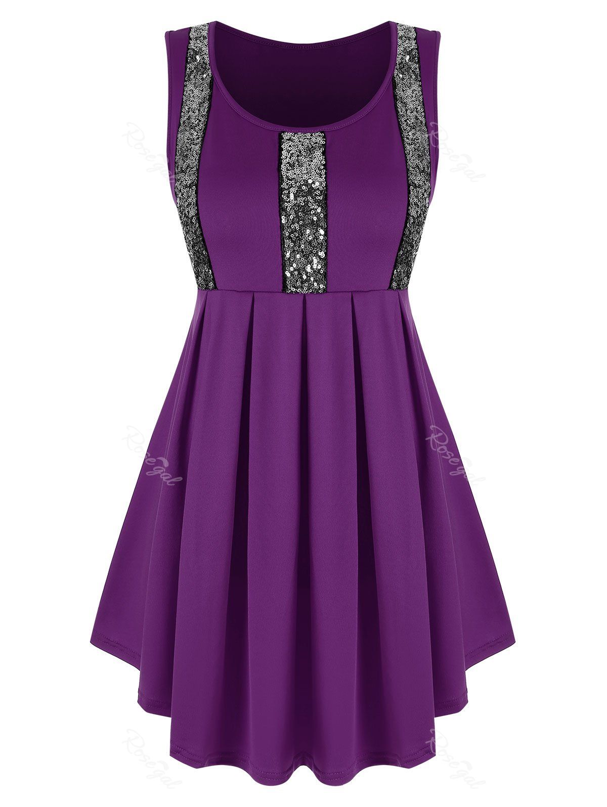 

Plus Size Sequin Empire Waist Tank Top, Dark orchid