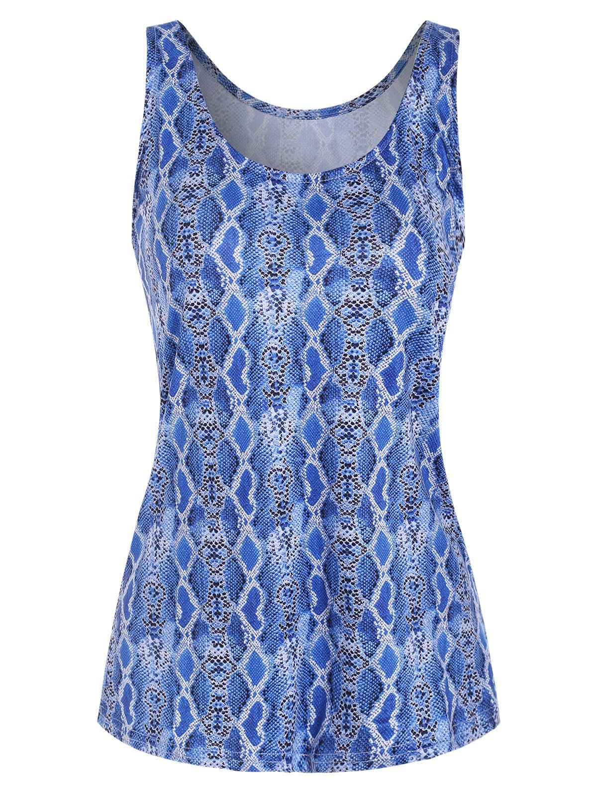 

Snakeskin Print Swing Tank Top, Blue