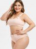 Plus Size Ring Belted Textured Ribbed Bikini Swimsuit -  