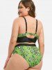 Plus Size Snake Print Ruched Bikini Swimsuit -  