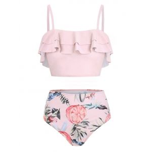 

Grapefruit Tiered Padded Tankini Set, Pig pink