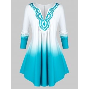 

Plus Size Ombre Color Swing T Shirt, White