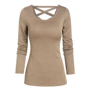 

Long Sleeve Lace-up Back T-shirt, Brown bear