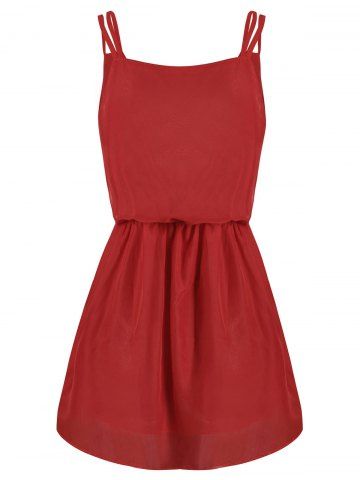 Solid Color Strappy A Line Dress