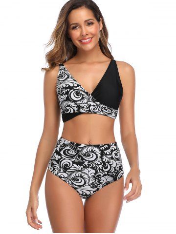 Printed Overlap Padded Bikini Set