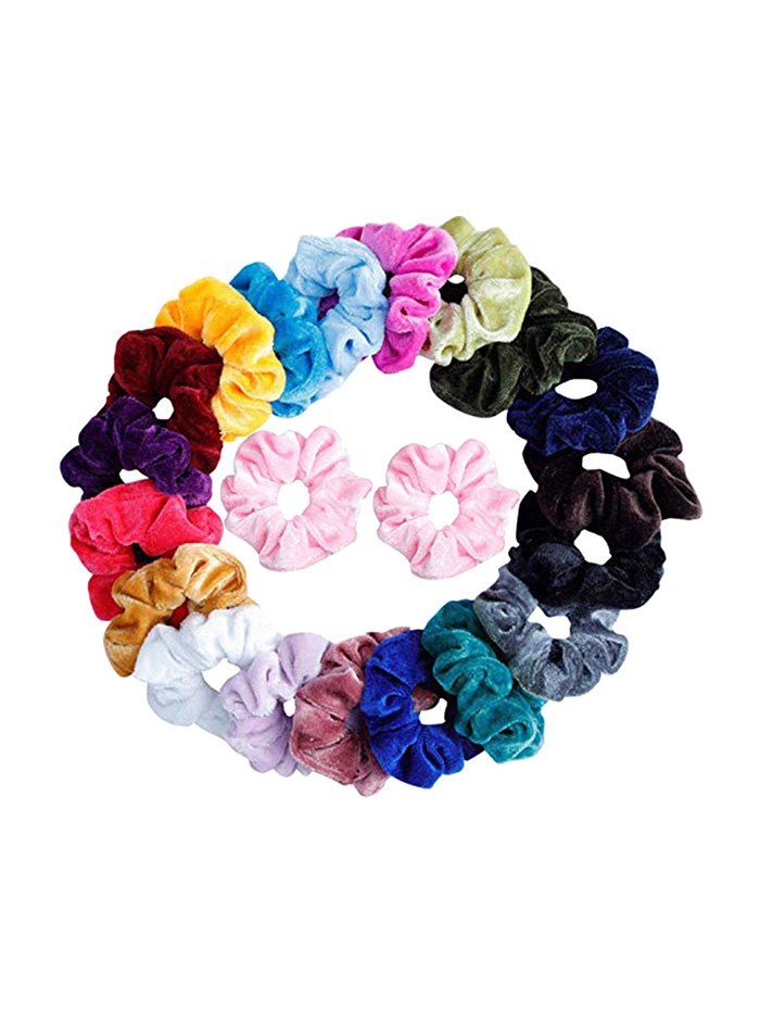 

21PCS Solid Color Hair Scrunchies, Multi-a