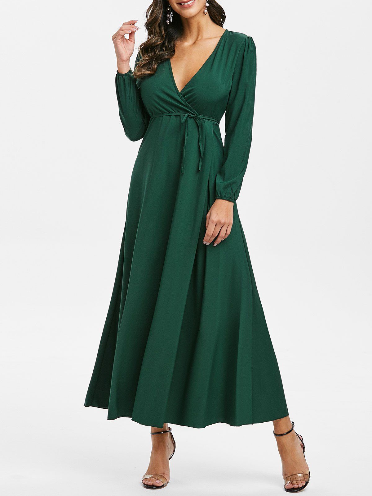 long sleeve maxi a line dress