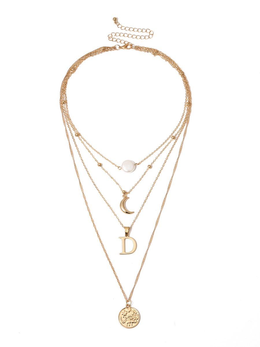 

Artificial Pearl Multilayer Chain Necklace, Gold