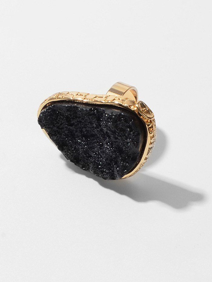 

Irregular Stone Shaped Figure Ring, Black