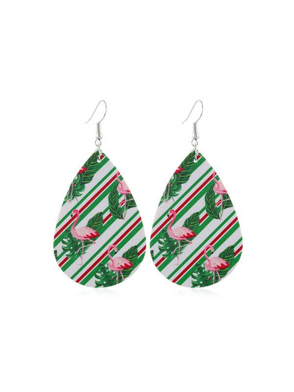 

Flamingo Print PU Hook Earrings, Multi-c