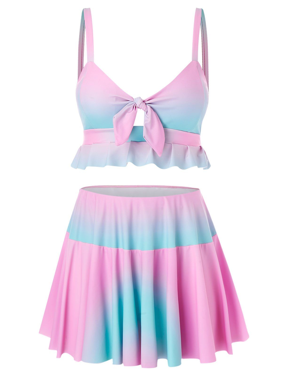 

Plus Size Bowknot Ombre Cami Tankini Swimsuit, Hot pink
