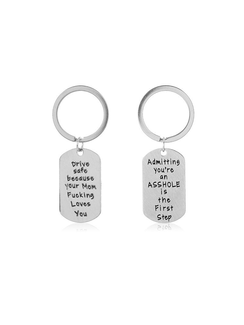 

One Pair Letter Plate Keyrings, Silver