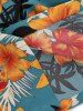 Tropical Flower Print Button Up Short Sleeve Shirt -  