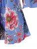 Plus Size Bell Sleeve Floral Print Blouse -  