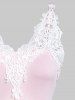 Mini Robe Papillon Imprimé Panneau en Dentelle à Bretelle - ROSE PÂLE XL