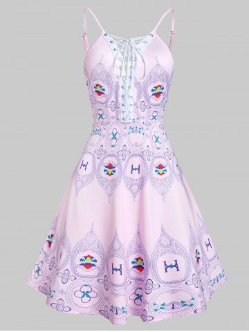 Dress | Print | Mini | Lace | Up