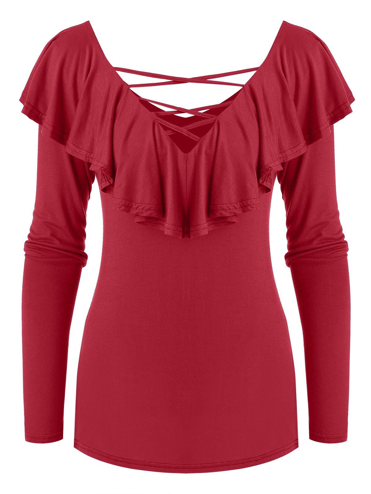 

Long Sleeve Criss Cross Top, Red