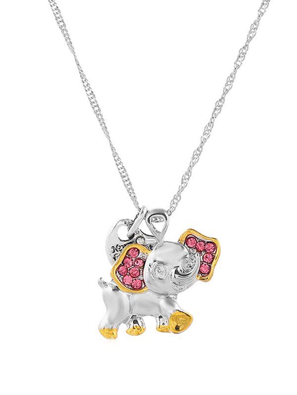

Two Tone Rhinestone Elephant Chain Necklace, Silver