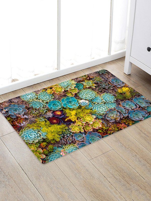

Succulents Allover Print Antiskid Floor Mat, Multi